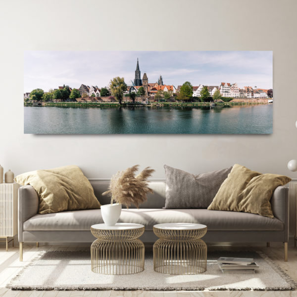 Ulm,Stadt am Fluss Panorama auf Alu Dibond