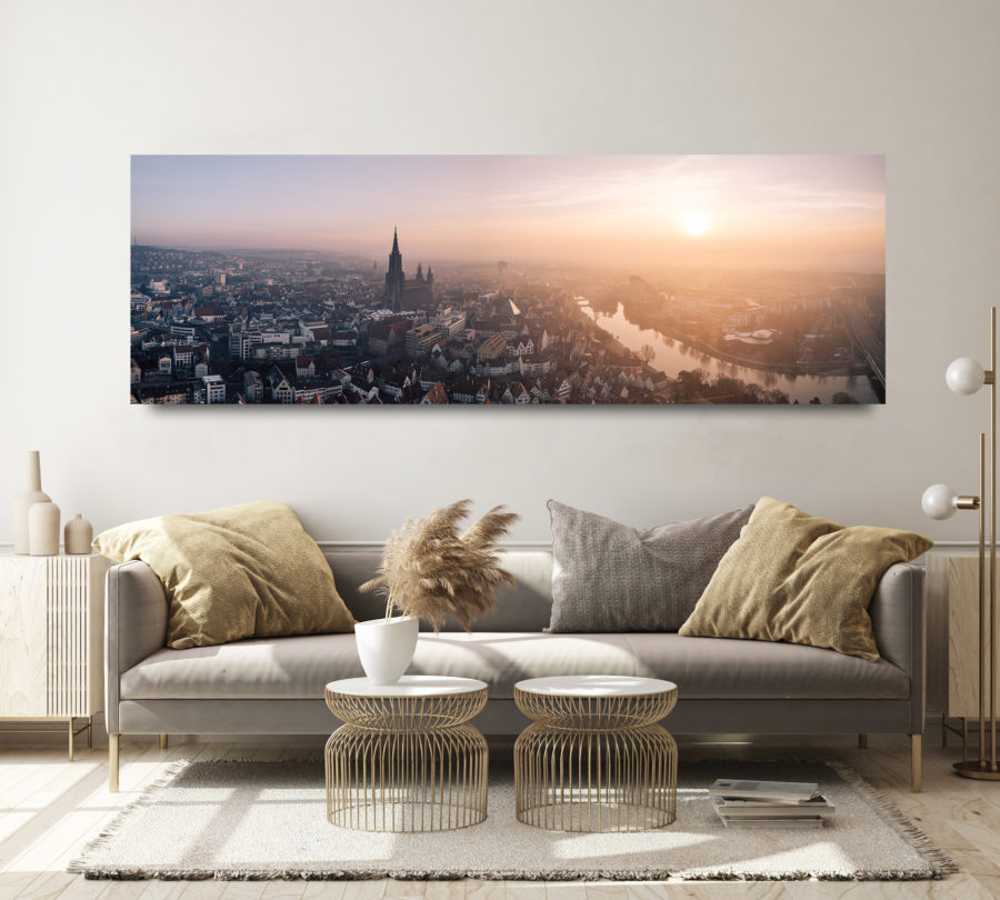 Ulm Altstadt, Donau Münster Panorama Bild Alu Dibond Limitiert auf 15 Stück